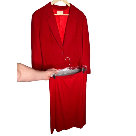 Pendleton 10 Matching 2-Piece 100% Wool Suit Set Blazer A-Line Skirt Jacket Red - Picture 2 of 14